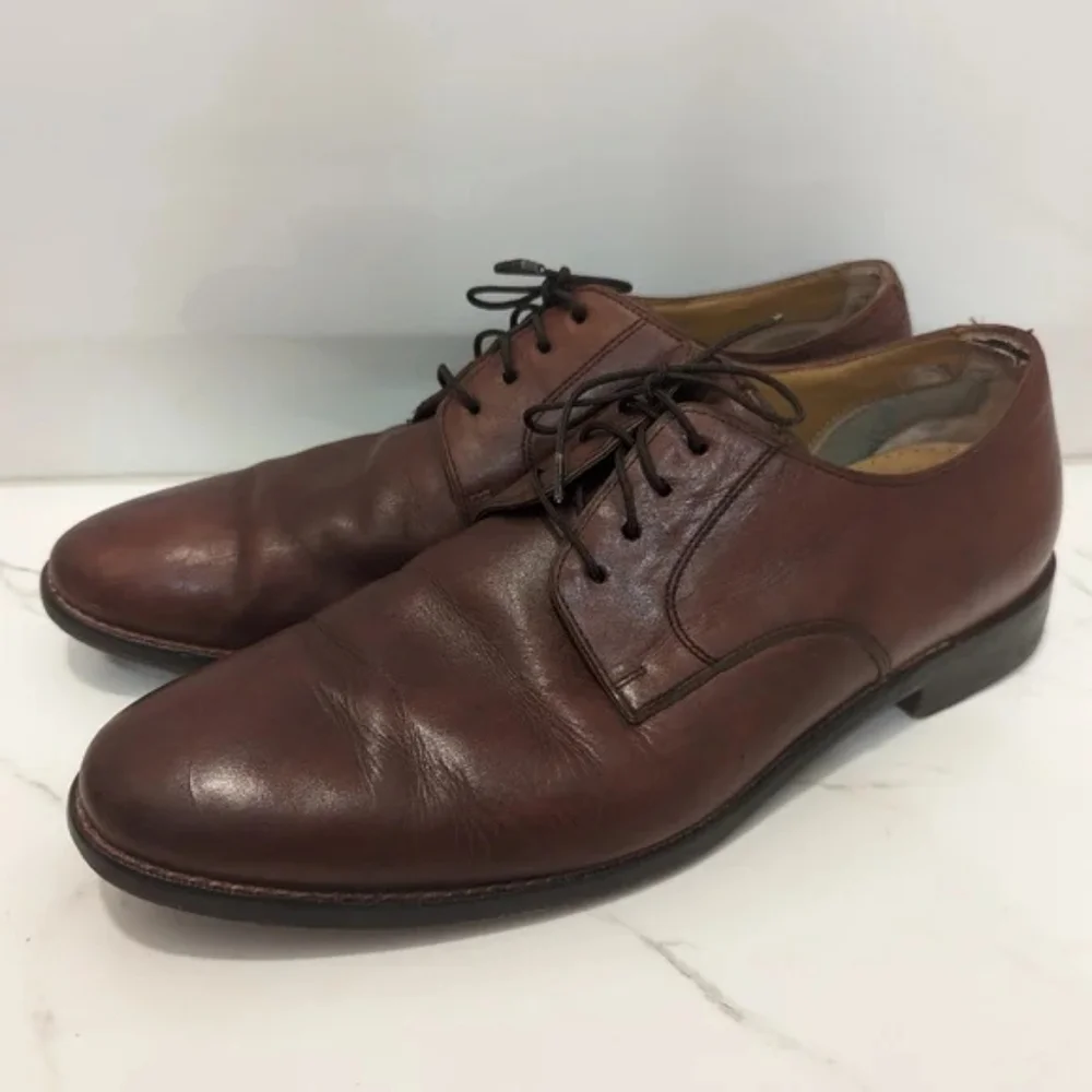 Cole Haan Men's Grand OS Brown Plain Toe Lace Up Oxford Dress Shoes Size 9.5 M